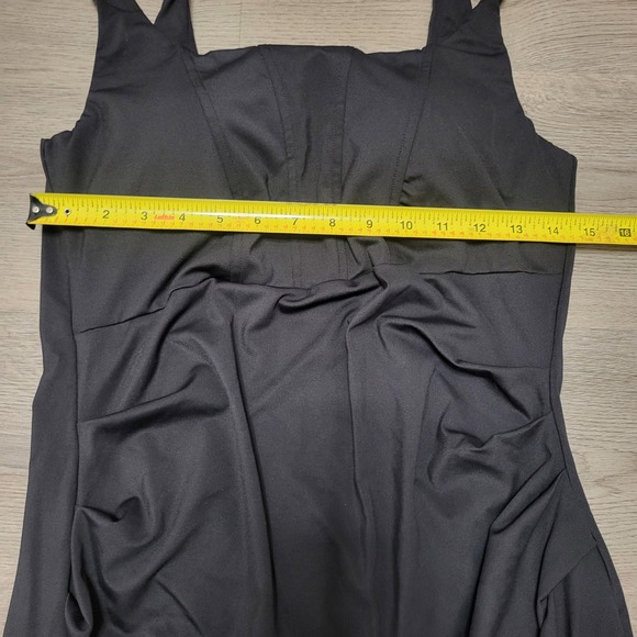 Halara Softlyzero Airy Square Neck Black Ruched Side Slit Midi Dress Corset L - Picture 8 of 8